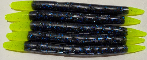 Black w/ Blue flake Chartreuse tip 5.25" Stick bait